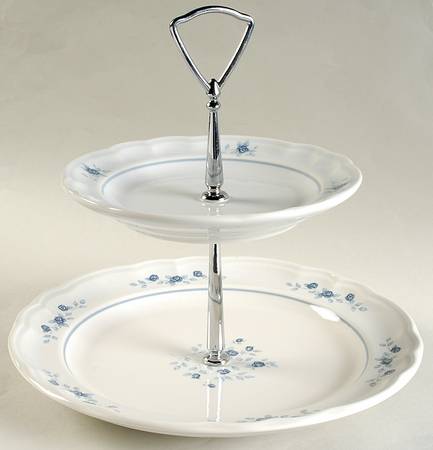 Poetry Glossy 2 Tiered Serving Tray (Dinner & Salad Plate)