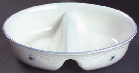 Poetry Glossy 12" Oval Divided Vegetable Bowl