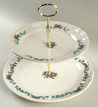 Red Ribbons 6 5/8"-10"  2 Tiered Serving Tray (Dp, Sp) HC