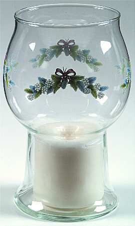 Red Ribbons Glass Pillar Float Candleholder