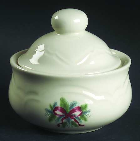 Red Ribbons Sugar Bowl & Lid