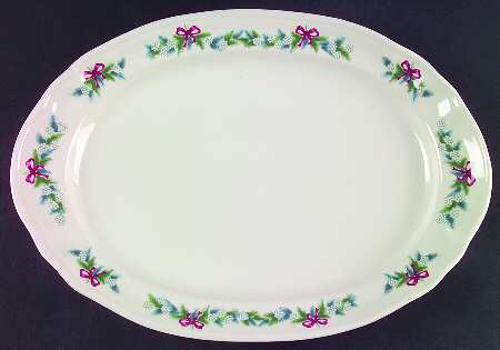 Red Ribbons 14" Oval Serving Platter