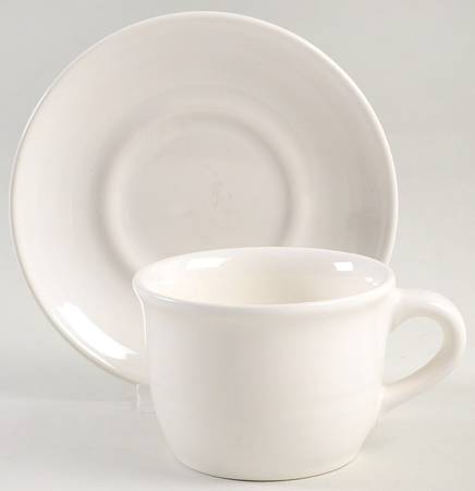 Simply White Circles Flat Cup & Saucer Set