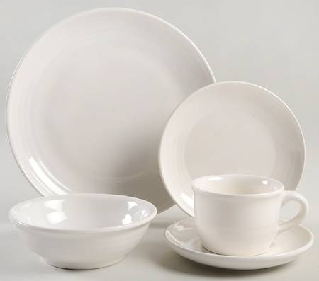 Simply White Circles 5 Piece Place Setting