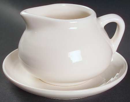 Simply White Circles Round Gravy Boat & Underplate