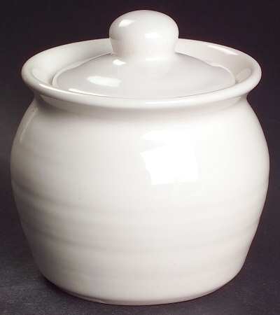Simply White Circles Sugar Bowl & Lid