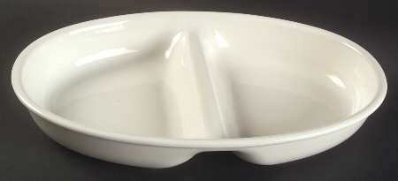 Simply White Shapes 12" Oval Divided Vegetable Bowl