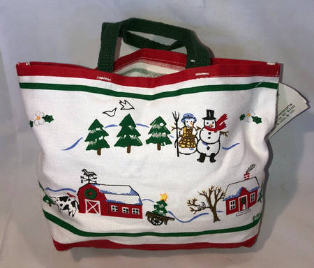 Snow Village Cloth Gift Bag