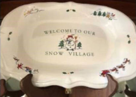 Snow Village Sculpted "Welcome" Bread Tray