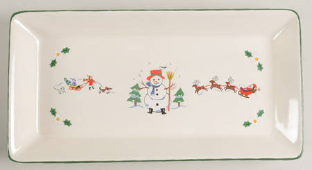 Snow Village Rectangular Tray 11"