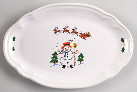 Snow Village Oval Dessert Plate