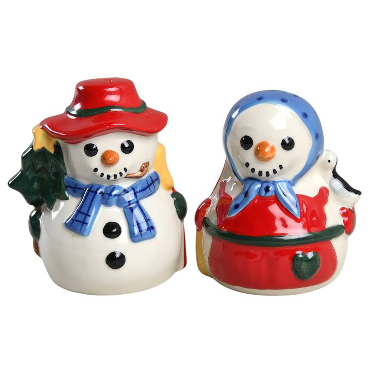 Snow Village Figural Salt & Pepper Set
