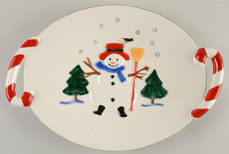 Snow Village 16" Sculpted Oval Serving Platter