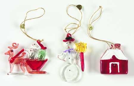 Snow Village Glassware Ornament (Set of 3)
