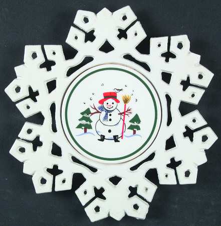 Snow Village Ceramic & Metal Snowflake Trivet