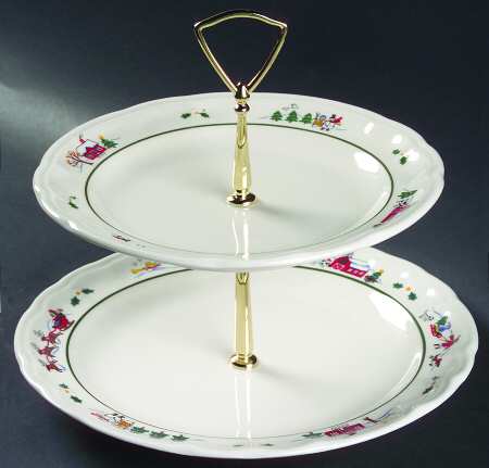Snow Village 2-Tiered Serving Tray (Dinner & Luncheon Plates)