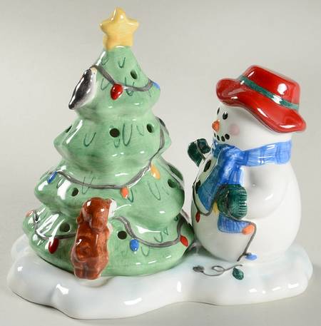 Snow Village Figural 2 Piece Votive Candle