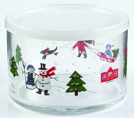 Snow Village Small Glassware Storage Jar & Lid