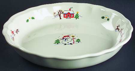 Snow Village Pie Serving Plate