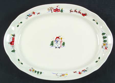 Snow Village 15" Oval Serving Platter