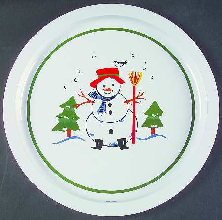 Snow Village 13" Metal Round Tray