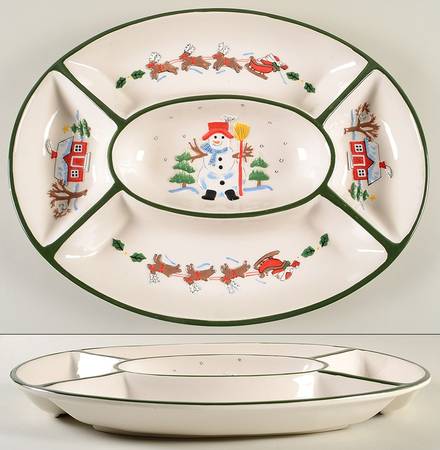 Snow Village Party/Serving/Chip & Dip Plate