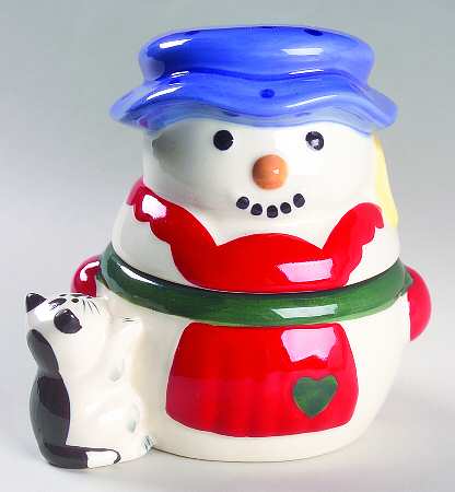 Snow Village Figural Sugar Bowl & Lid