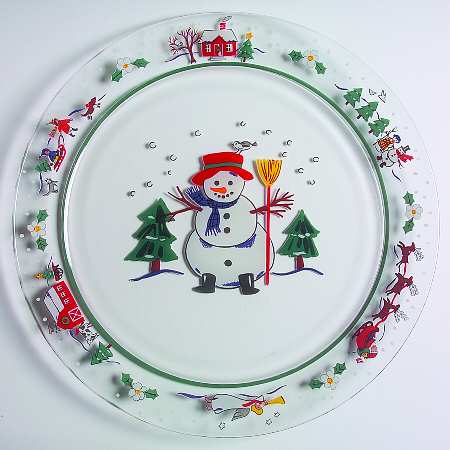 Snow Village Round Glassware Platter
