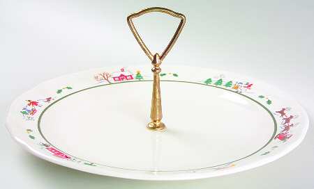 Snow Village Round Serving Plate with Handle (DP)
