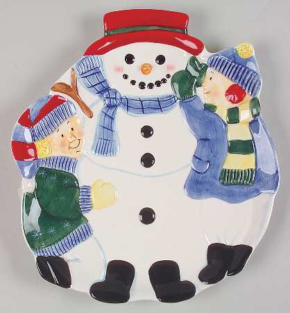Snow Village Sculpted Cookie Plate