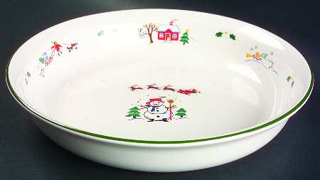 Snow Village Deep Pie Serving Plate