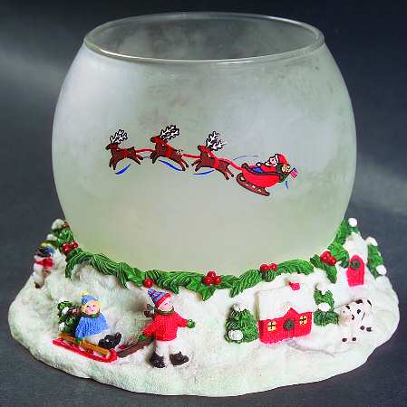 Snow Village 2 Piece Sculptured Tea Light Globe
