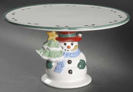 Snow Village 11" Diameter Pedestal Cake Stand