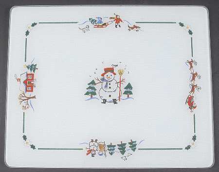 Snow Village Rectangular Glassware Cutting Board