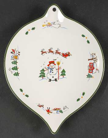 Snow Village Ornament Shape Cookie Plate
