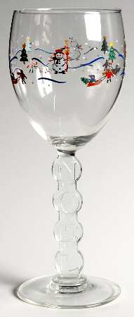 Snow Village 12 Oz Glassware Goblet,Noel Stem