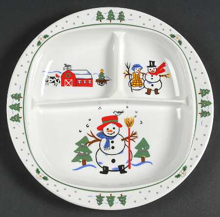Snow Village Melamine Adult Divided Plate