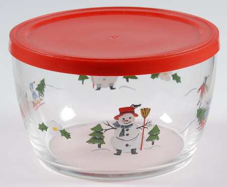 Snow Village Glassware All Purpose Bowl & Plastic Lid