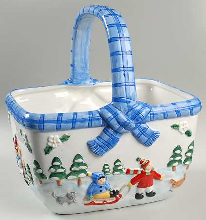 Snow Village Sculpted Basket