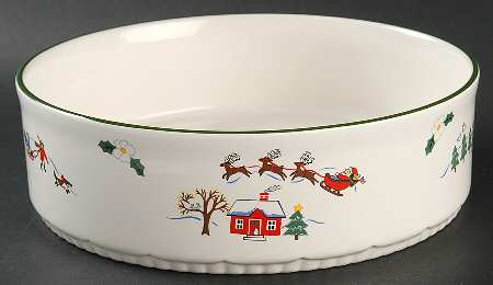 Snow Village 1.5 Quart Round Covered Baker No Lid