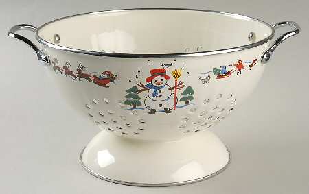 Snow Village Metal Colander