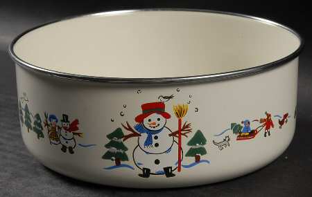 Snow Village 6 5/8" Metal Bowl