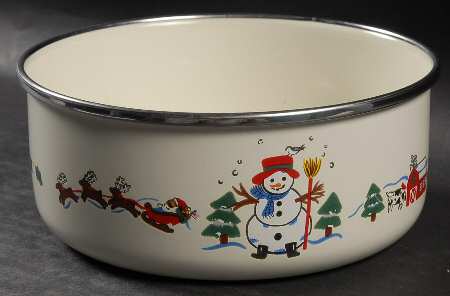 Snow Village 5 3/4" Metal Bowl