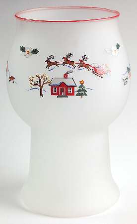 Snow Village Glass Pillar Float Candleholder