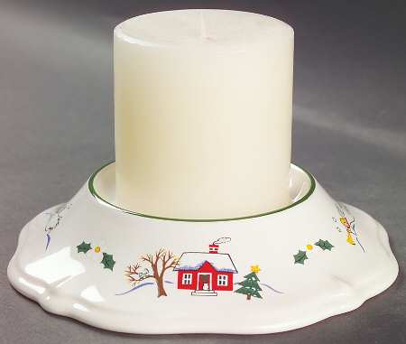 Snow Village Sculpted Pillar Candleholder