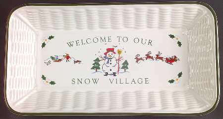 Snow Village Sculpted "Welcome" Bread Tray