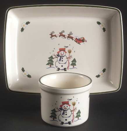 Snow Village Individual Dipper Set (Bowl and Tray)