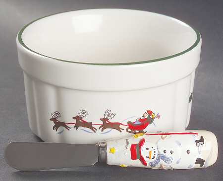 Snow Village Dip Bowl & Spreader Set