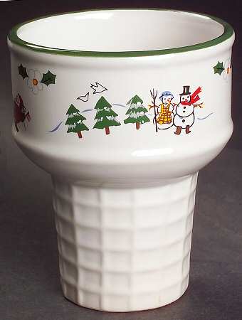 Snow Village Ice Cream Cone Shaped Dish
