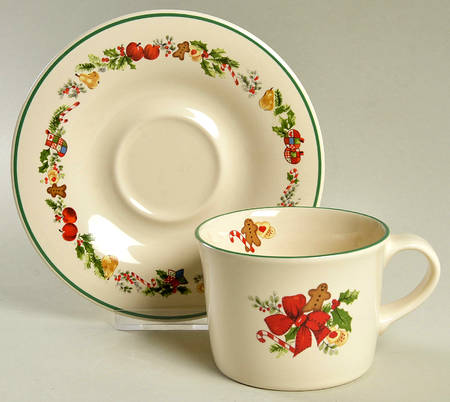 Sugar Plum Flat Cup & Saucer Set by Pfaltzgraff